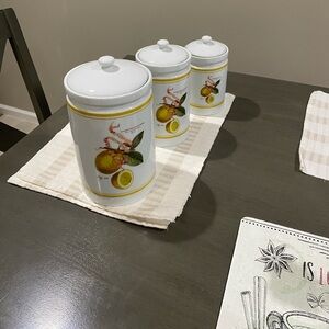Lemon Print Ceramic Canister Set.  Williams and Sonoma